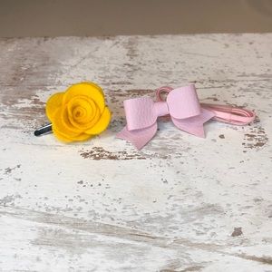 NWT Handmade Boutique Baby Rose Clip + Headband